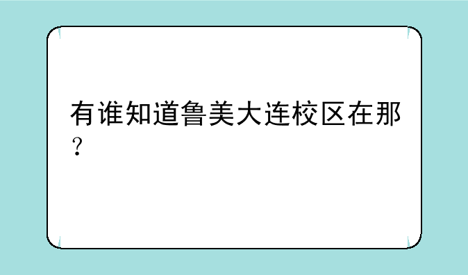 有谁知道鲁美大连校区在那？