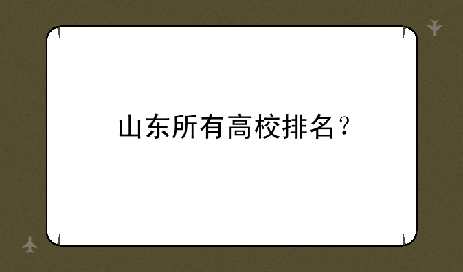 山东所有高校排名？