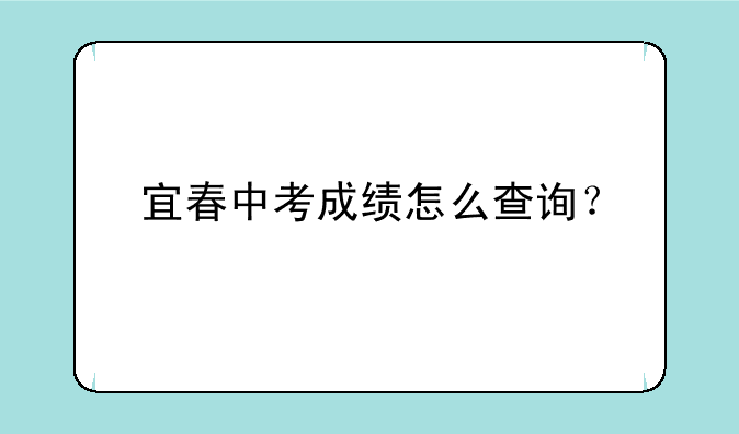 宜春中考成绩怎么查询？