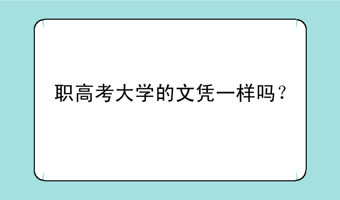 职高考大学的文凭一样吗？