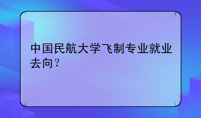 中国民航大学飞制专业就业去向？