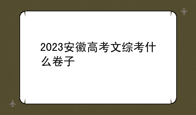 2023安徽高考文综考什么卷子
