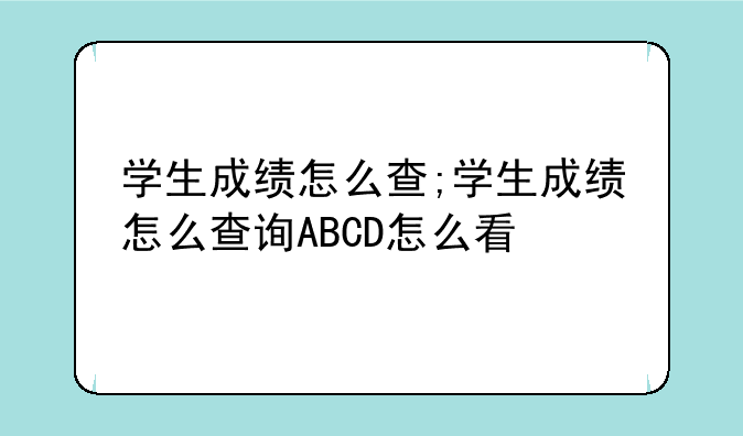 学生成绩怎么查;学生成绩怎么查询ABCD怎么看