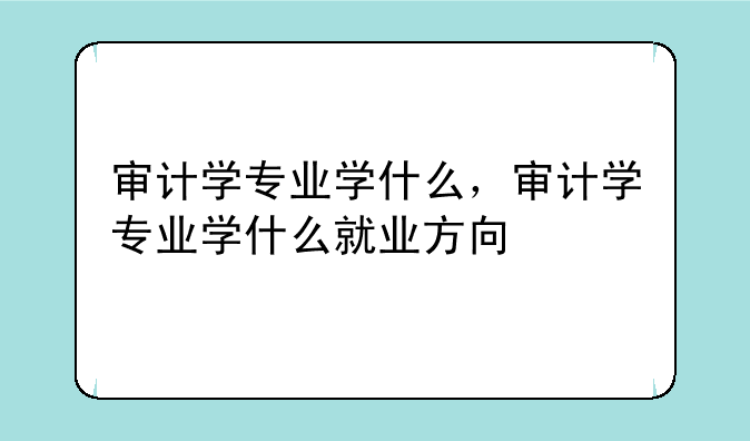 审计学专业学什么，审计学专业学什么就业方向